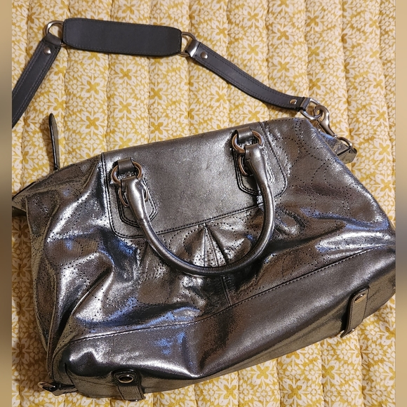 Coach Patent Leather Silver Bag - Picture 6 of 10